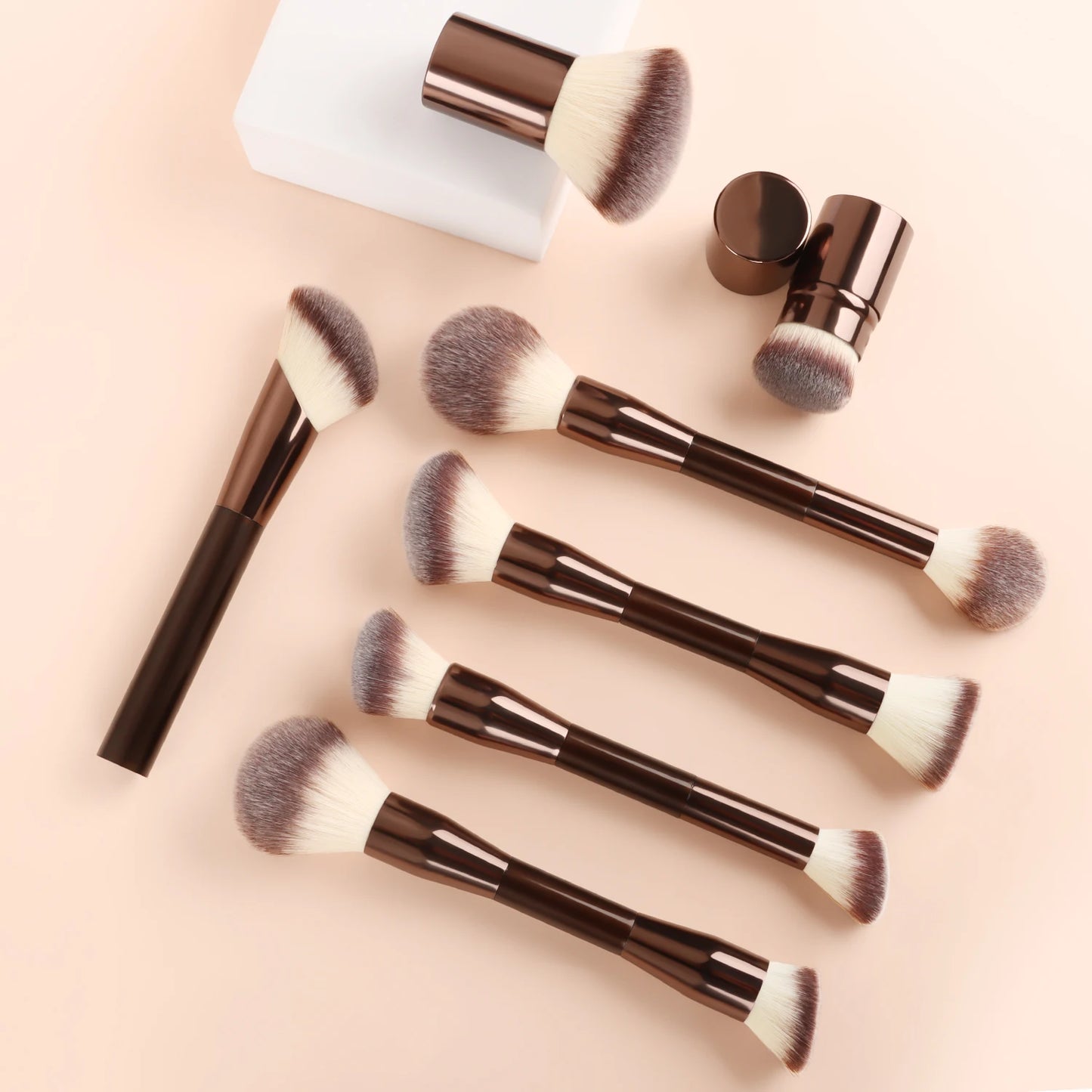 7pcs Double Head Face Makeup Brush Soft Fiber Hair Highlight Fashion Design Versatile Angled Brush for Precise Application Found