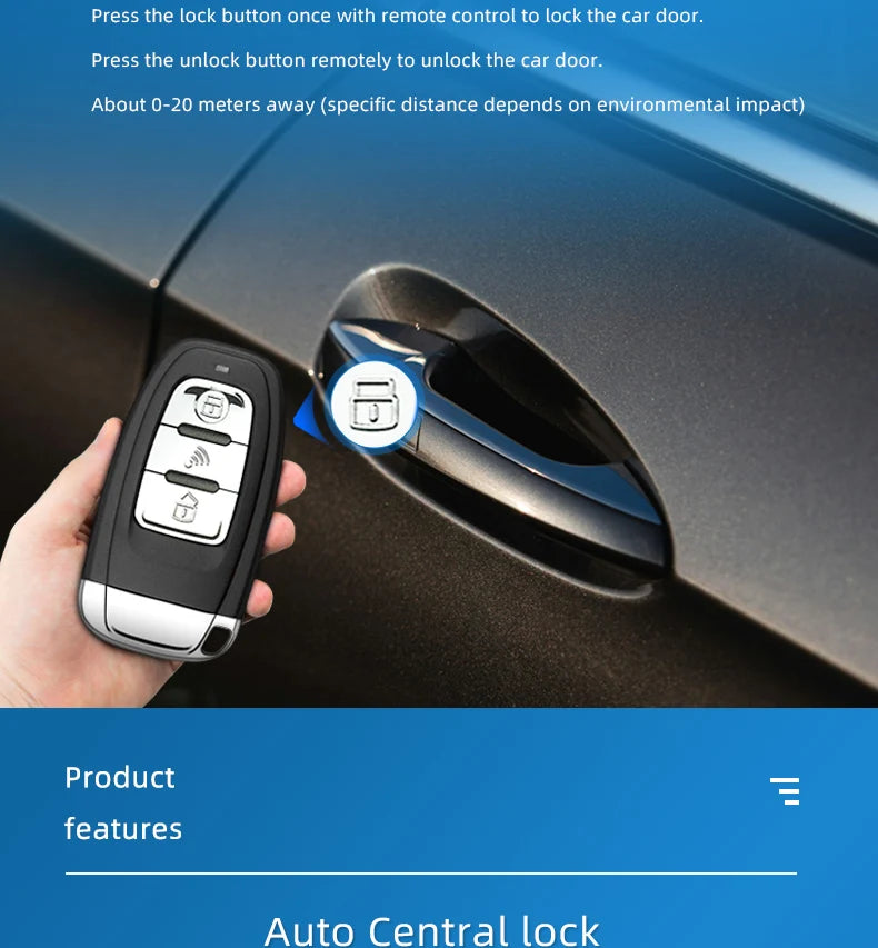 Universal Car Push Button Start Stop Keyless Entry Starter System Cell Phone Bluetooth APP PKE Remote Control Ignition Car Alarm