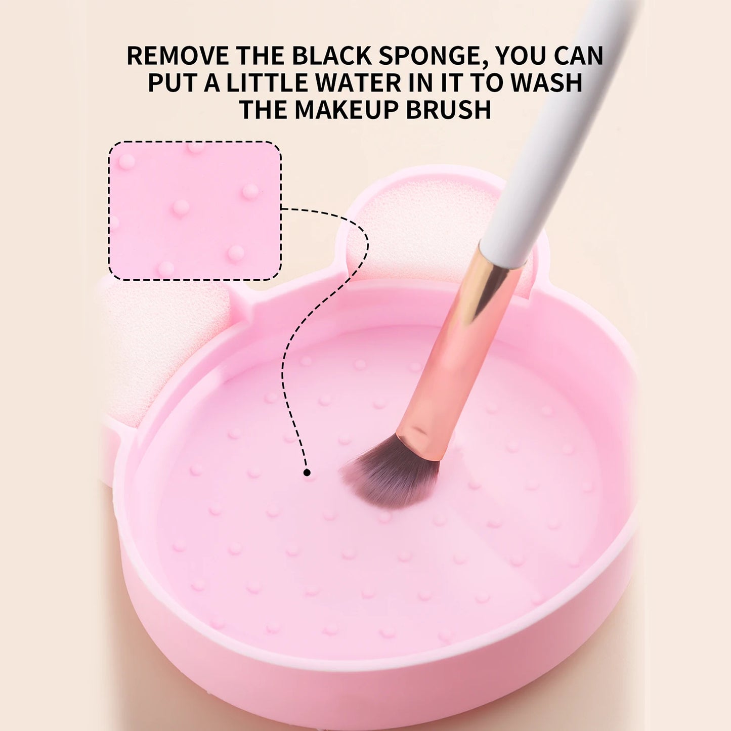 Makeup Brush Cleaning Tool ,1pcs Silicone Cute Portable Bear Shaped Cleansing Makeup brush cleanerfor Prevent Makeup Residue