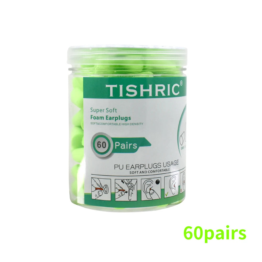 TISHRIC Earplugs Soft Sponge Ear Plugs Noise Reduction Sleeping Earplug  Travel Noise Reduction Rate 35.5db Sound Insulation