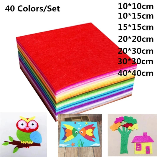 40Pcs New Square Felt Fabric Sheet Nonwoven Fabric DIY Patchwork Quilting Cloth For Handmade Sewing Craft Doll Toy  Scrapbooking