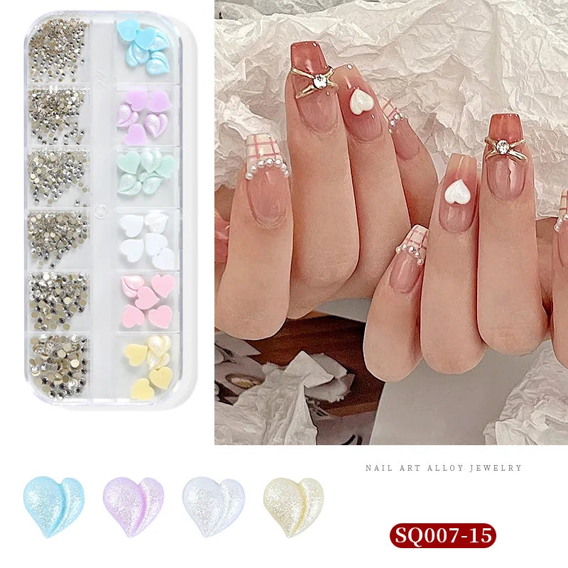 3D Nail Art Rhinestones Nail Decorations Gems Crystal Pearl Butterfly Half Beads Nail Art DIY Decoration Wholesale Mix Size