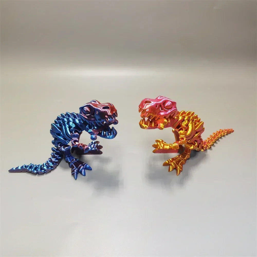 10Pcs Tyrannosaurus Rex Fossil Dragon 3D Printing Skull Dragon Movable Joint Decoration Toy Can Stand Big-mouth Dinosaur Model