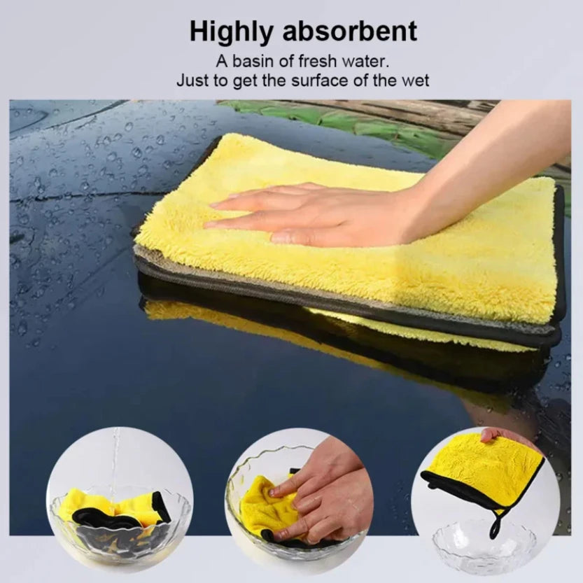 Wholesale and retail Car Wash Towels Cleaning Cloth Absorbent Dry Cloth General Purpose Microfiber Towel Thickened Yellow