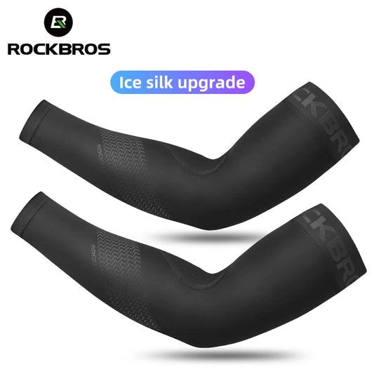 ROCKBROS Ice Fabric Running Camping Arm Warmers Basketball Sleeve Running Arm Sleeve Cycling Sleeves Summer Sports Safety Gear