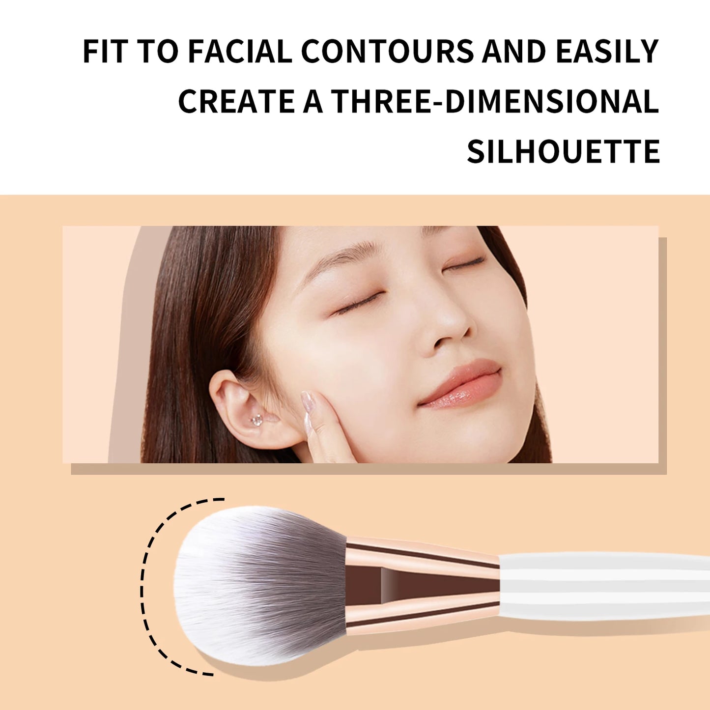 Blush Brush,1pcs	Wooden	Classic Round Fluffy Make facial makeup more delicate cream brush for Making Up Supply