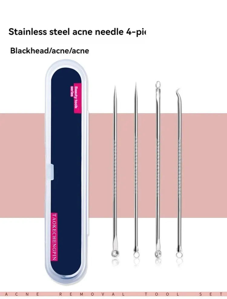 Stainless Steel Beauty Needle Acne Needle Dual-purpose Acne Remover Acne Removing Acne Beauty Tools Pimple Pin 4 PCs Set