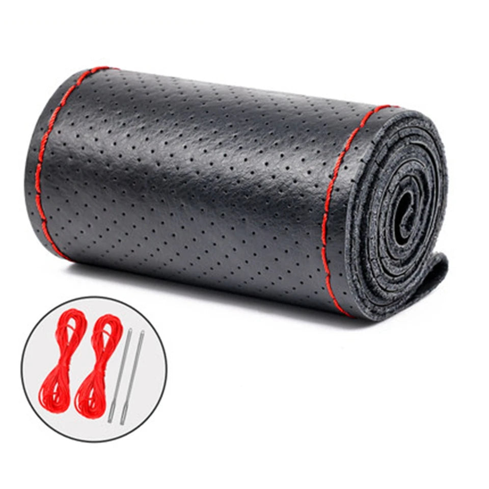 Car Steering Wheel Braid Cover Universal Fiber Leather Car Steering-wheel With Needles And Thread Auto Interior Accessories