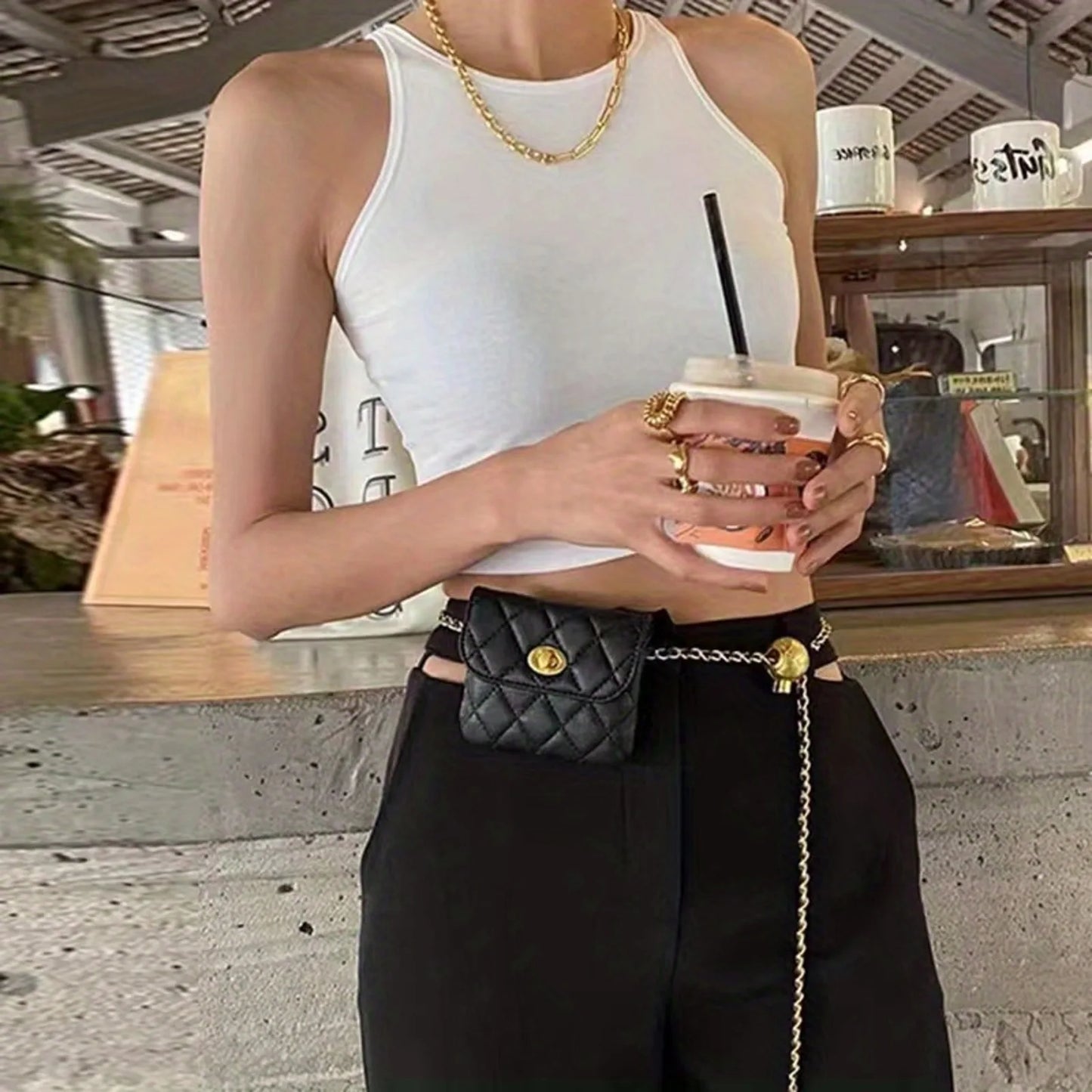 Leather Chain Waist Bag Shoulder Strap WOMEN'S Crossbody Bag Waist Wallet Fashion Waist Bag Detachable Play Waist Belt