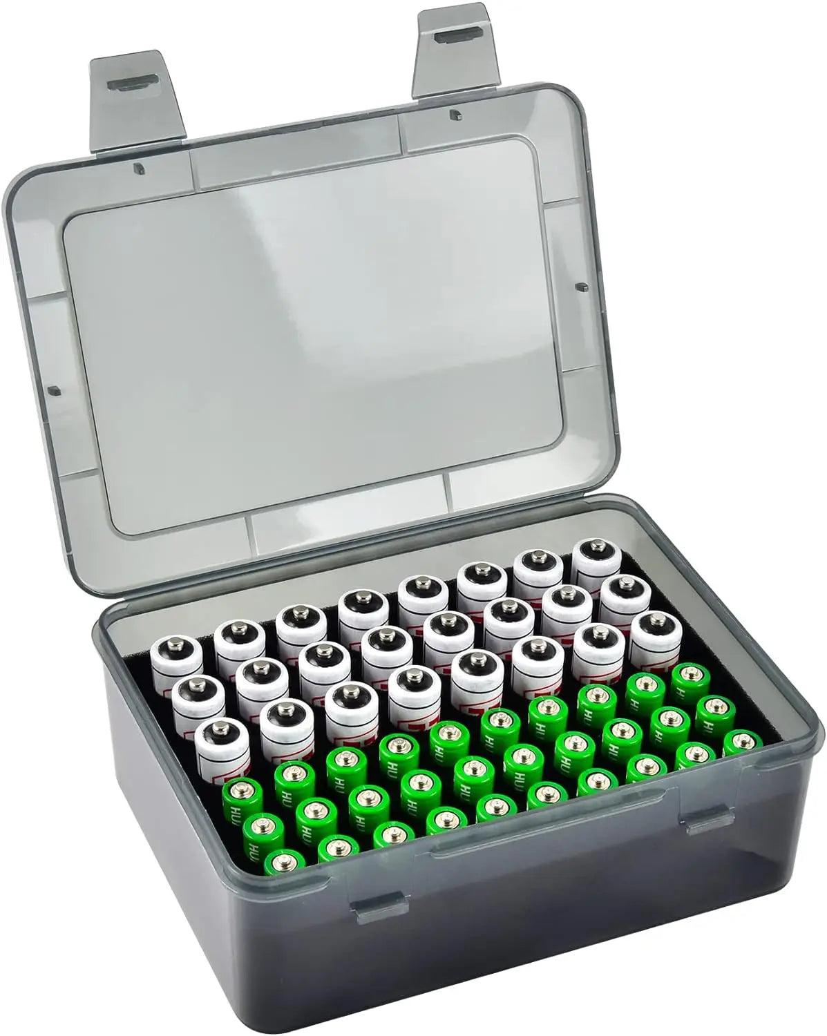 Battery Storage Organizer Holder Holds 72 AA AAA Batteries, Battery Box Case Garage Container,Home Drawer Organization Dispenser