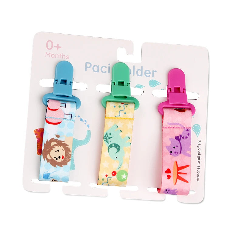 3Pcs/Set Baby Pacifier Clip Pacifier Chain Dummy Clip Nipple Holder for Baby Cartoon Print Child Pacifier Clips Soother Holder