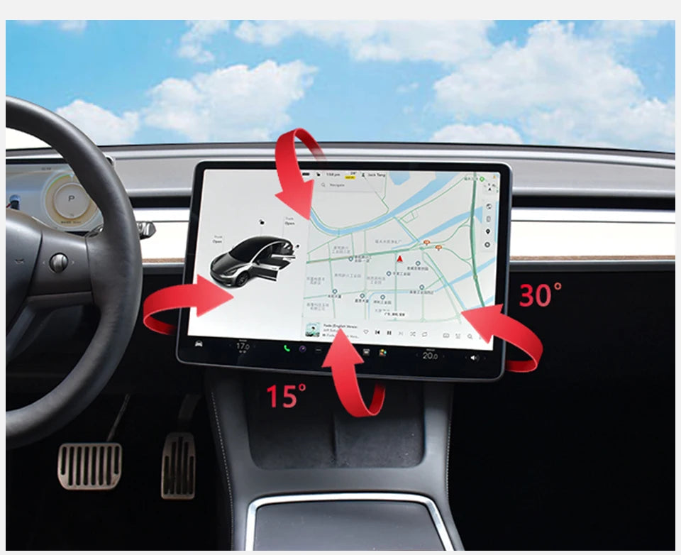 CATRONICS Screen Swivel Tilt Mount for Tesla Model 3 Highland Model Y 2017-2024 Four Direction Screen Rotating Holder Bracket