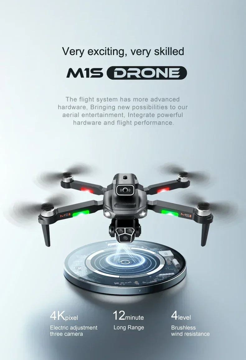 M1S Drone 8K Professional Triple Camera Obstacle Avoidance Aerial Foldable RC Quadcopter Drone Brushless Motor