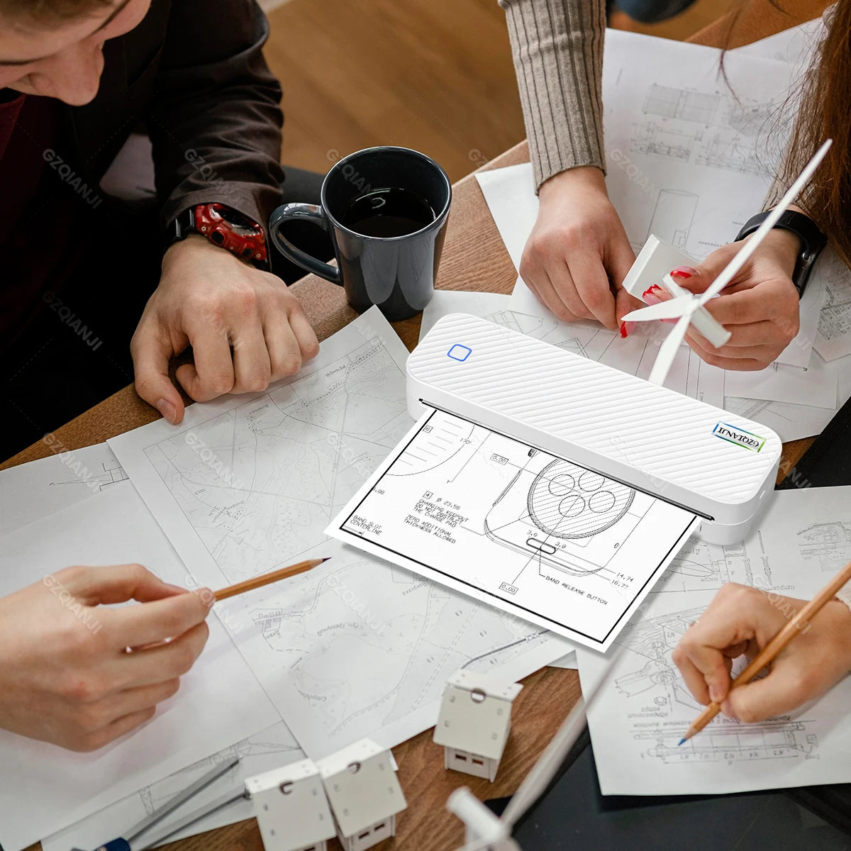 Mini Thermal Printer Bluetooth Portable Wireless A4 Maker with Paper Case for Mobile World PDF Picture Print Home Office USE