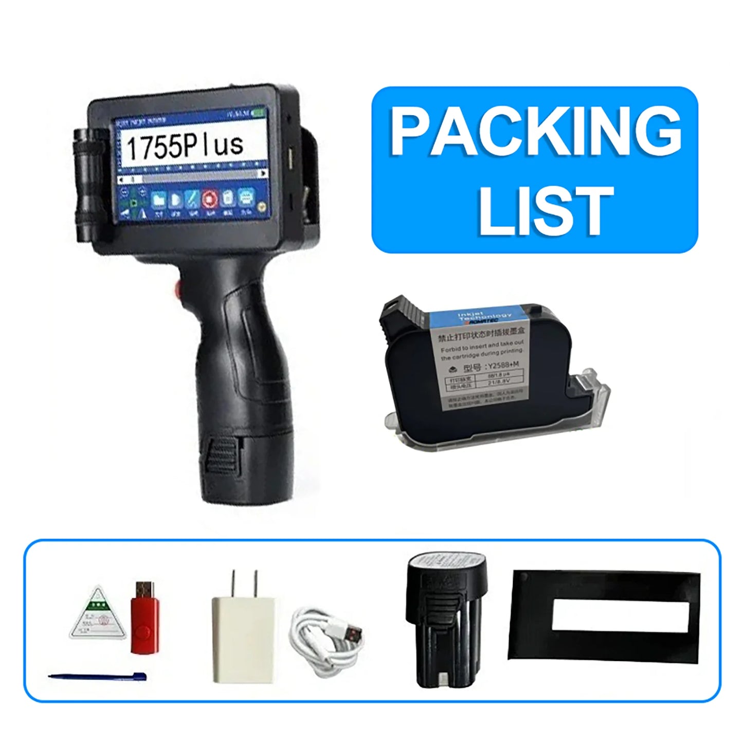 Portable Handheld Inkjet Printer 12.7mm Label QR Bar Batch Code Date Number Logo Expiry Date Coding Machine 28 Languages