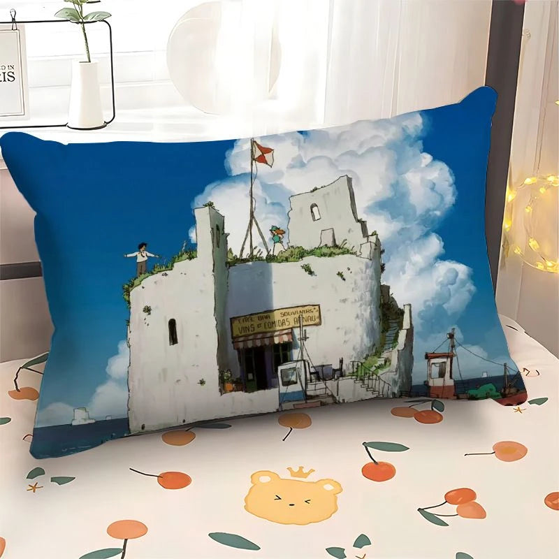 Scene Art Anime Cartoon Pillowcase, 30×50cm Rectangular Sofa Cover, 40×60cm Car Seat Cushion