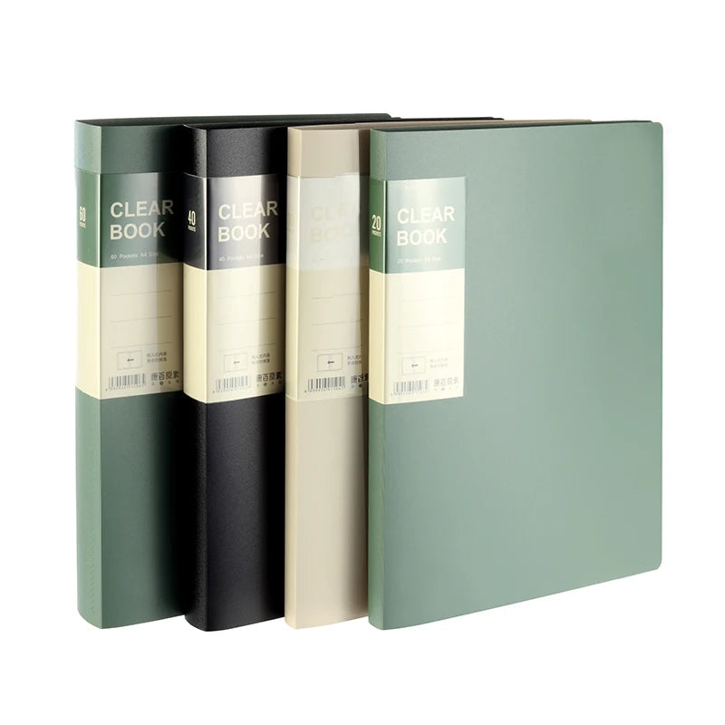 KOBEST 20/30/40/60 Pages A4 Side Transparent Thickening Folder High Quality Multi-layer File Cover Office School Supplies