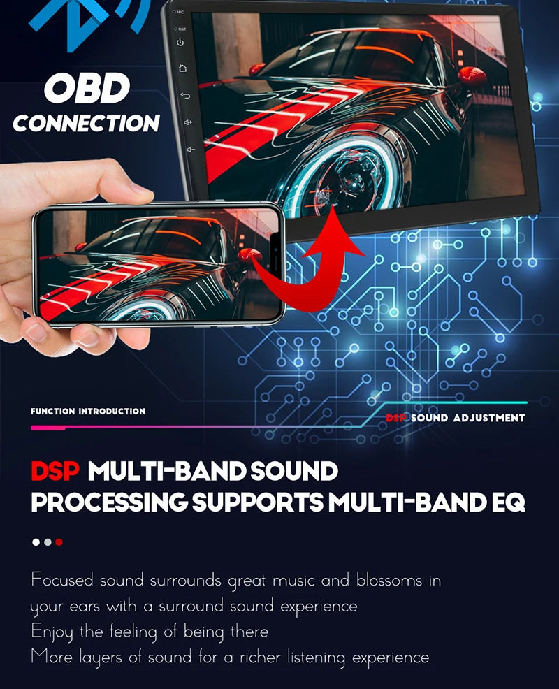 9/10 inch 2ID Universal Car Radio CarPlay Android 12 Auto radio  WIFI GPS Bluetooth Audio Multimedia Video Player For HYUNDA KIA