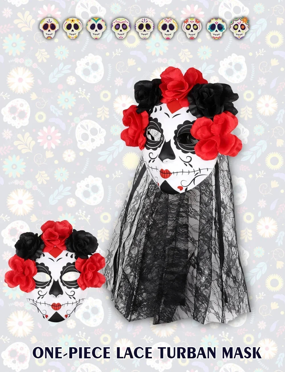 Baimu Toys Ghost Bride Day of the Dead Halloween Mask Party Dance Cosplay Dress Up Adults Masquerade Props Horror Carnivals Mask