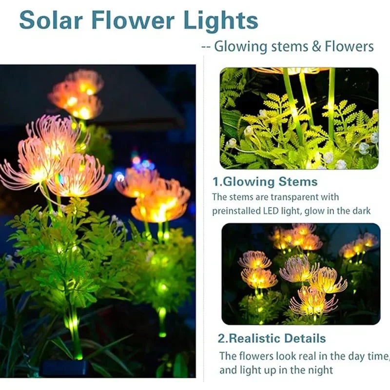 Solar Garden Lawn Lights LED Flower Lamp Outdoor Glowing Flower Decorations Yard Waterproof for Driveway Landscape Decoration