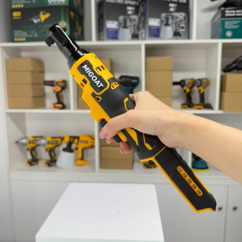 MIGOAT Cordless Electric Ratchet Wrench - 3/8 Inch Drive Brushless Motor Pump Action Design, For Makita 18V-21V Battery