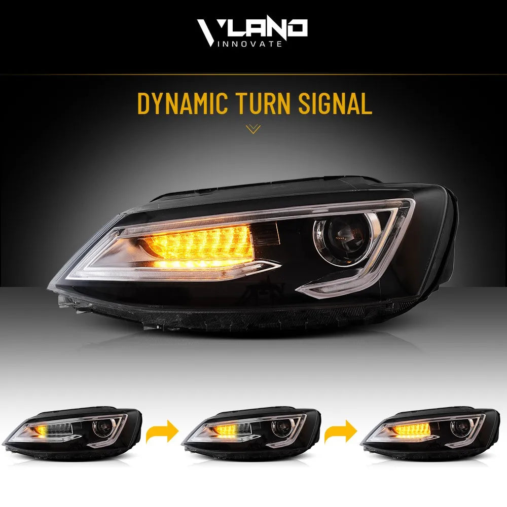 All-weather waterproof LED personalized car lights, Headlights w/Demon Eye For 2011-2018 VW JETTA MK6 LED Front Lamps Assembly