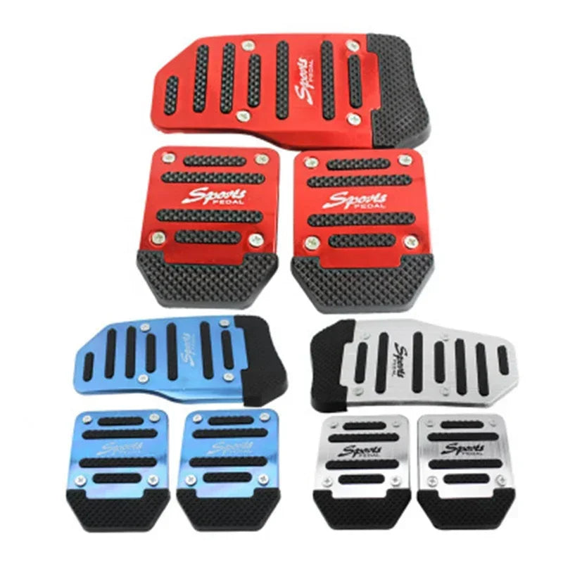 New 2Pcs/3Pcs/set Universal Non-Slip Aluminum Manual Transmission Car Pedal Cover Set Kit Pedali Red/Blue/Silver Car Accessories