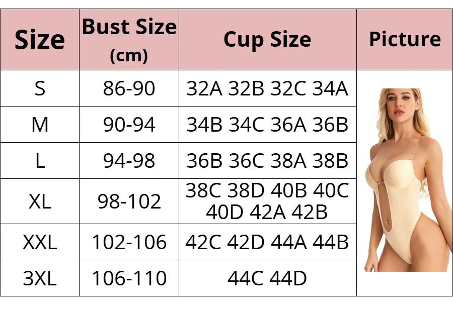 Sexy Full Body Shaper Bra Women Deep V Convertible Bra Thong Shapewear Backless Invisible Push Up Underwear Slim Bodysuit