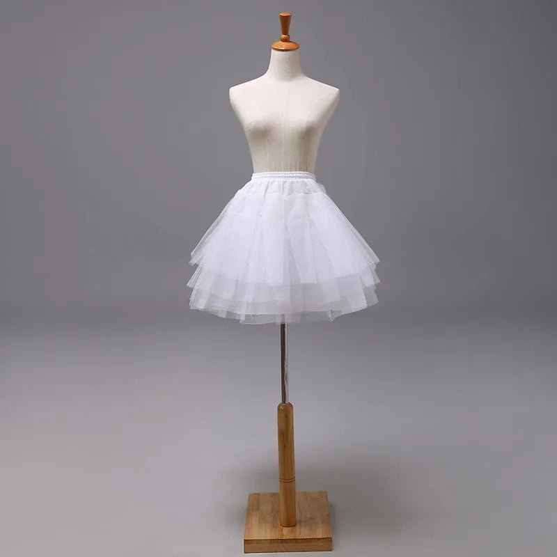 Three Layer Lolita Short White Kids Girls  Petticoat Underskirt For Ball Gown Wedding Dress Mariage Underwear Crinoline