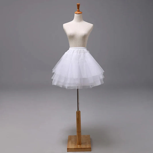 Three Layer Lolita Short White Kids Girls  Petticoat Underskirt For Ball Gown Wedding Dress Mariage Underwear Crinoline