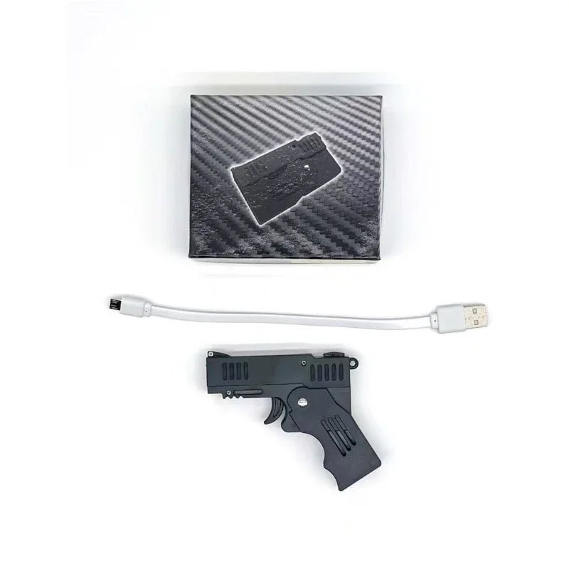Creative Portable Pulse Single Arc Mini Gun Lighter Flameless Windproof Plasma USB Rechargeable Lighters Men's Selected Tools