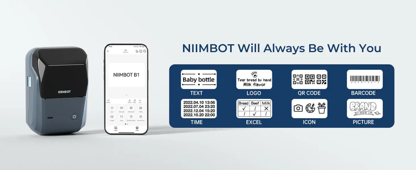 Niimbot B1  Portable Mini Printer For Mobile Thermal Adhesive Label Printer For Stickers Pocket Labeling Maker Machine Wireless