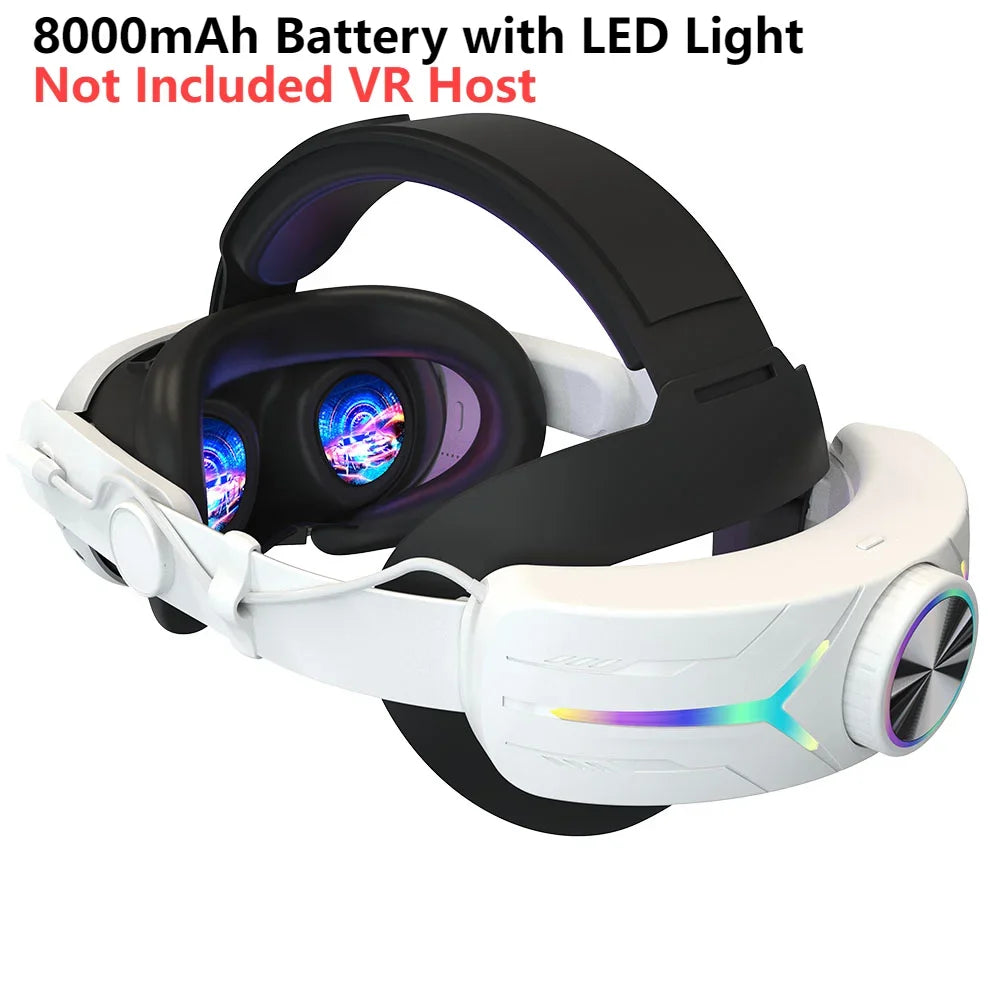 Head Strap For Meta Quest 3 Comfort Sponge VR Headwear Charging Headset with Built-in 8000/6000mAh Batteries For VR Accessories