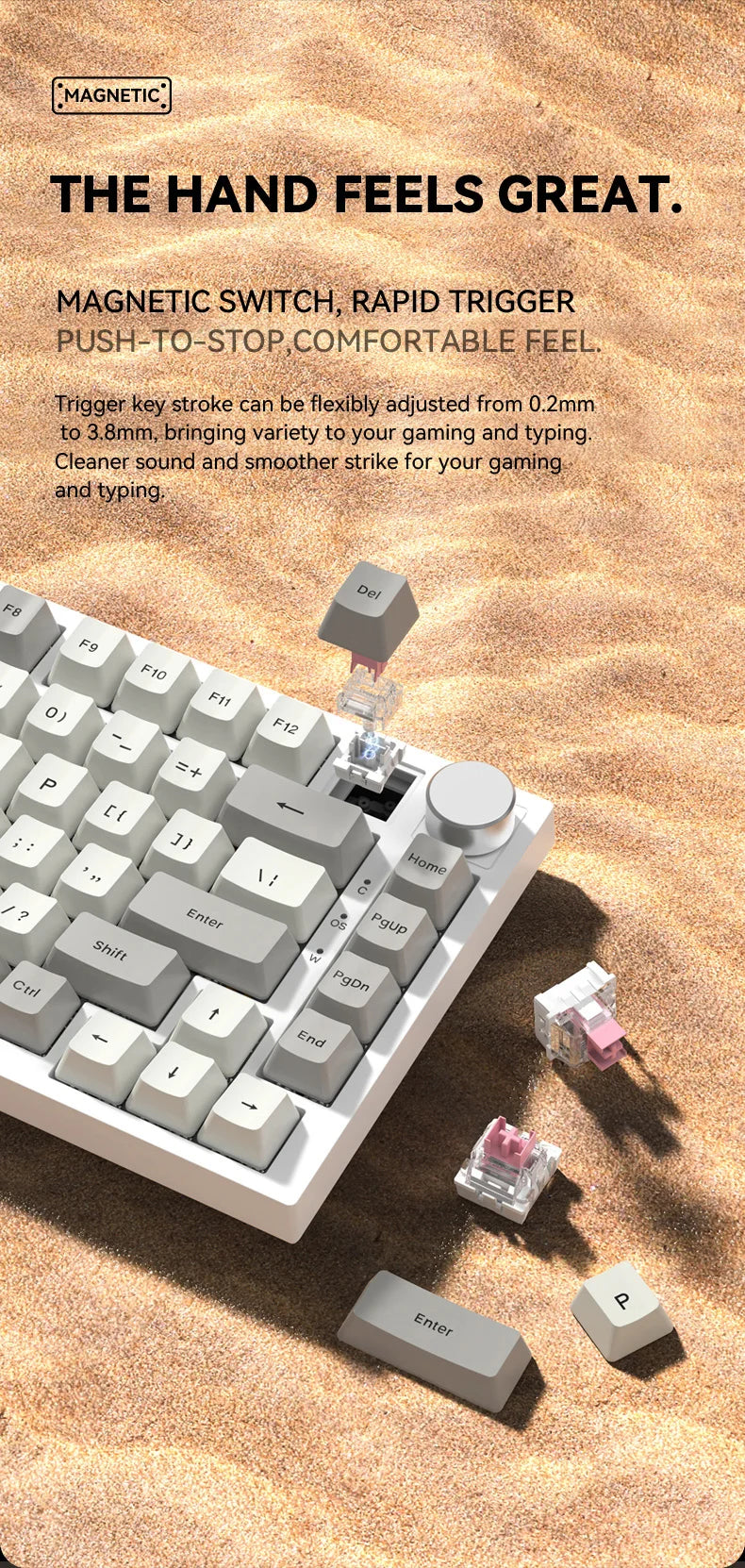 Attack Shark K85 Mag Customisable Mechanical Keyboard,Magnetic Switch,Hot-swappable,Metal Knobs,Suitable for FPS. games,Win&Mac