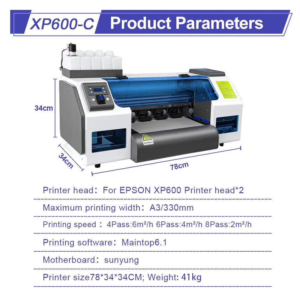 A3 XP600 DTF Impresora Directly Transfer Film Printer XP600 DTF T-shirt Printing Machine with White Ink Circulate DTF Printer A3