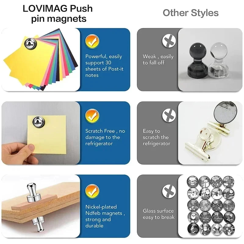 10pcs Super Strong Neodymium Magnetic Pushpins Sucker Thumbtack Durable Steel Magnet Push Pin for Refrigerator Whiteboard