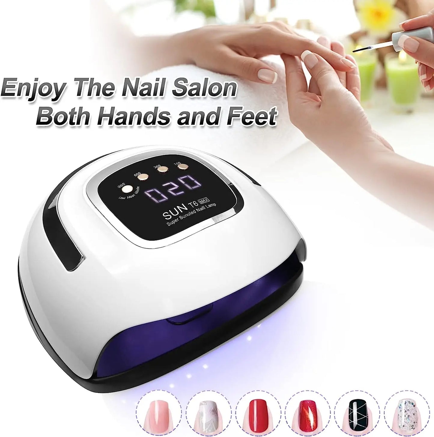 220W UV Nail Lamp for Nails Fast Curing Dryer Light with 4 Timer LED Lamp Gel Polish Professional Art Tools Automatic Sensor