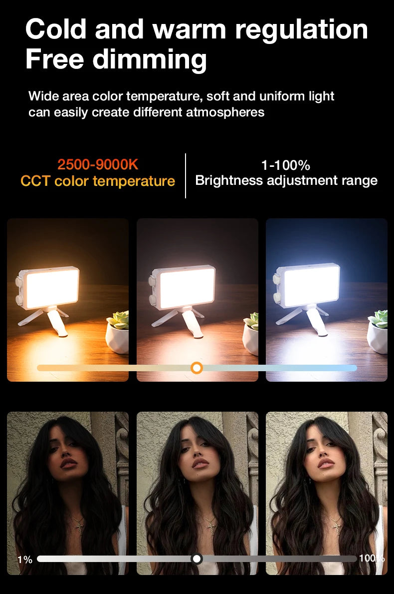 40W LED Camera Light CRI/TLCI 96+ 2700-6200K Bi-Color 6400mAh Photo Studio Video Lamp Handle Portable onCamera Photography Light