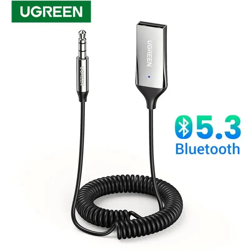 UGREEN Bluetooth Audio Receiver Car Adapter USB Wireless Car USB to 3.5mm Jack Mic Handsfree Bluetooth 5.3 for Car Accessories