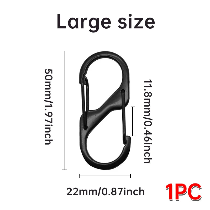 10PCS MINI Keychain Hook S Type Stainless Steel Anti-theft Spring Clip Outdoor Camping Backpack Buckle Locking Tool