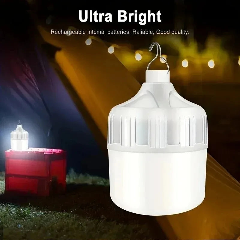 LED Outdoor USB Rechargeable Light Bulb High Brightness Emergency Light Hook Camping Fishing Portable Lantern Night Light Carry