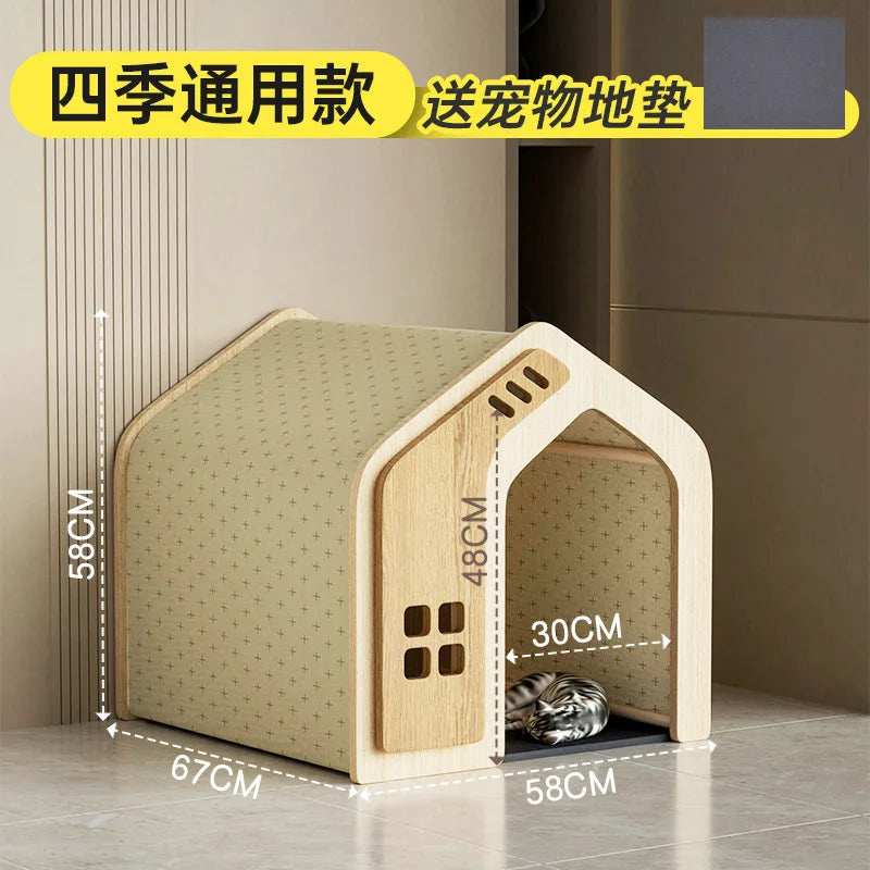 Wooden Cat Bed and Furniture Large Space Cats Accessories Cat Hiding House Kennel Breathable Pet Products Pet Products