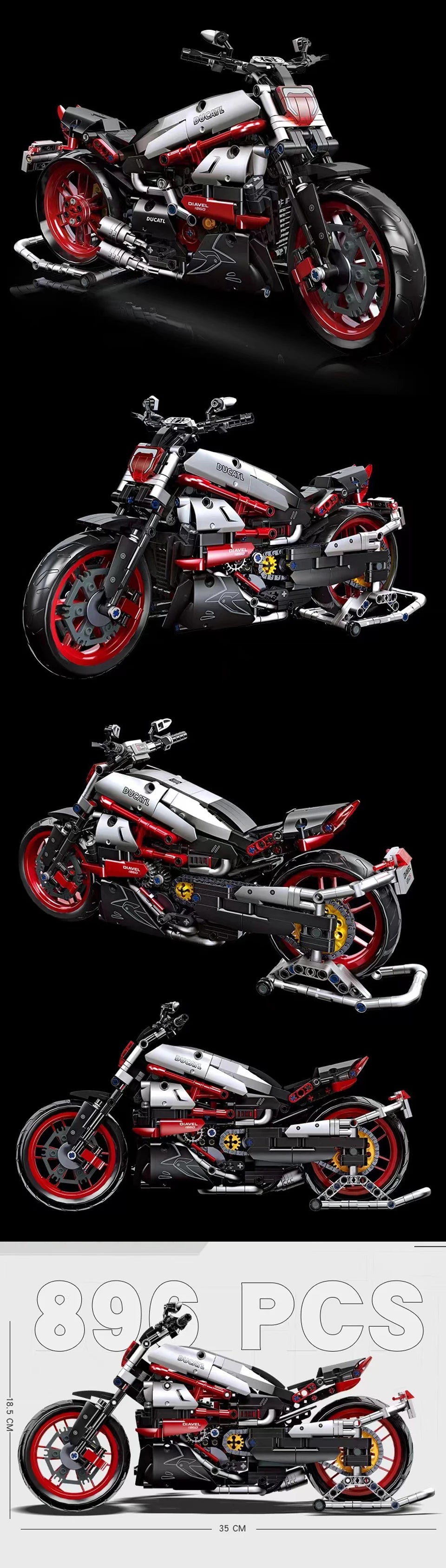 Technical Motorcycle Model 896PCS Building Blocks Moto Racing Motorbike City Vehicle Sets Off Road MOC Kits Brick Toys For Boy