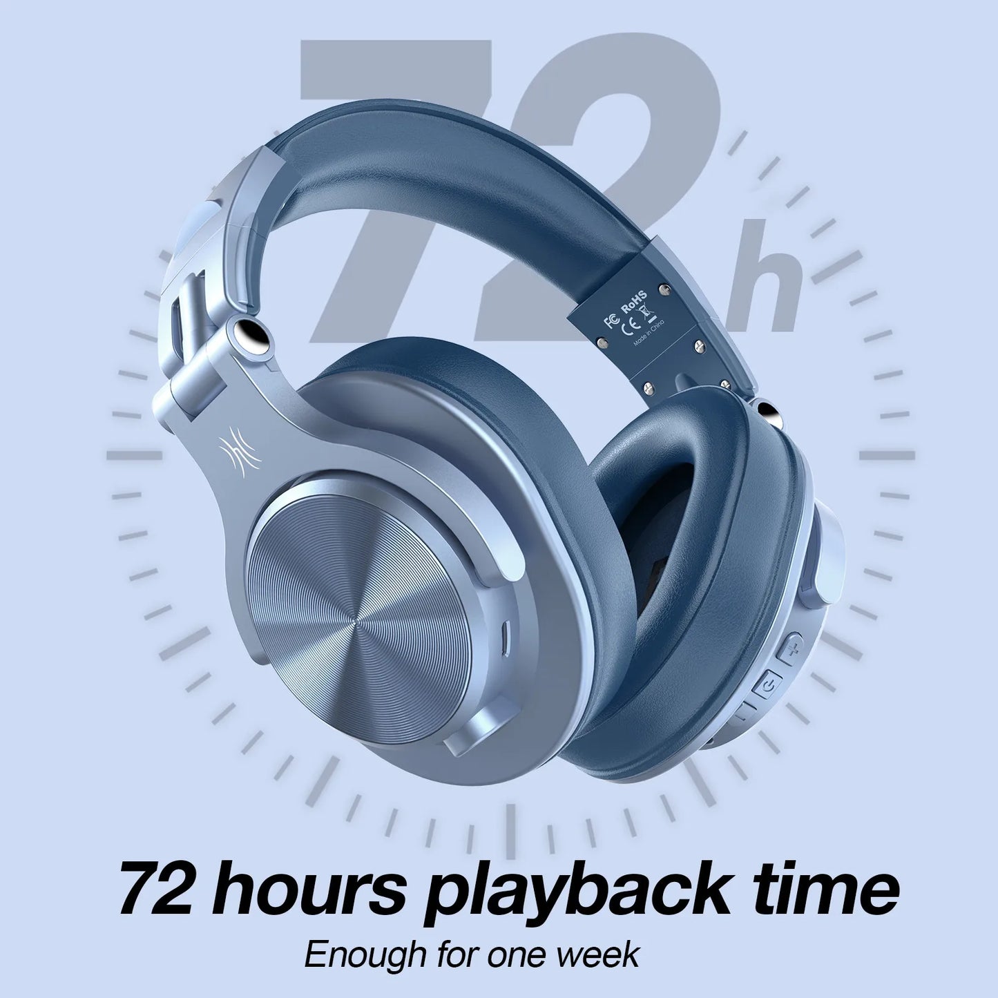 Oneodio A70 Wireless Bluetooth 5.2 Headphones 72Hrs Over Ear Hi-Res Audio 3.5mm/6.35mm Wired Studio DJ Headset With Microphone