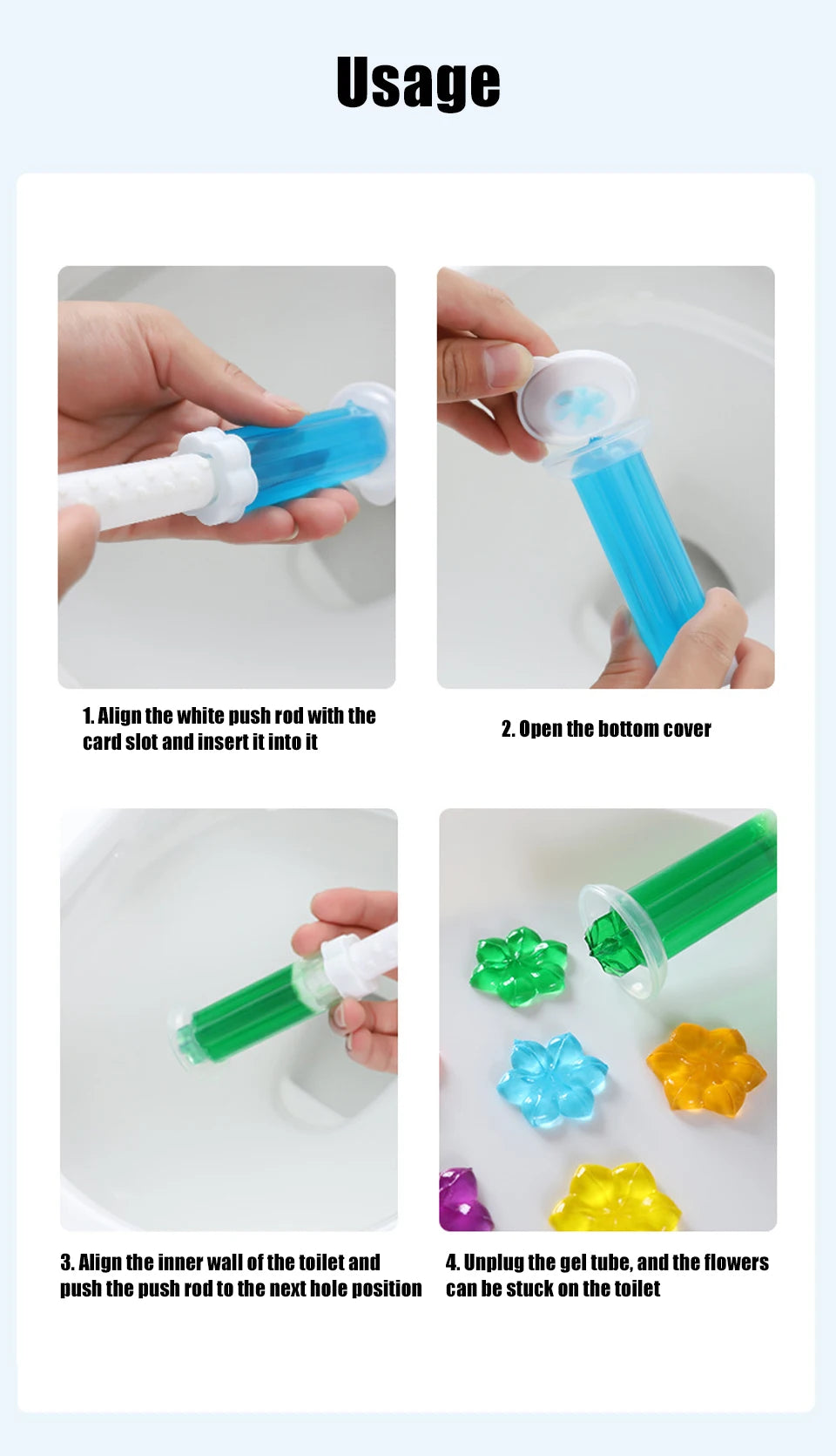 1/2Pcs Flower Toilet Cleaner Gel Syringe Aromatic Drain Toilet Cleaning Detergent Air Freshener Remove Odors Home Bathroom Tools