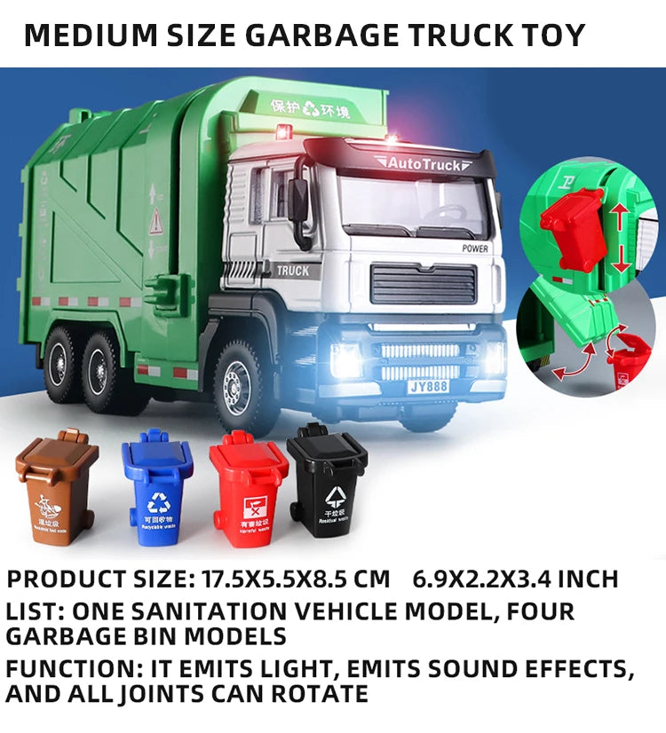 Garbage Truck Toys for Boys Garbage Truck Toys Metal Diecast Friction NairoMarket