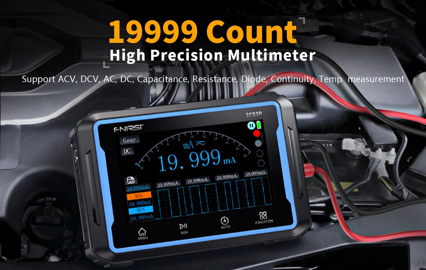 2C53P Touch Screen Portable Digital OSC Multimeter Signal Source 3in1 2 Channel 50MHz 250Ms/S 19999 Counts