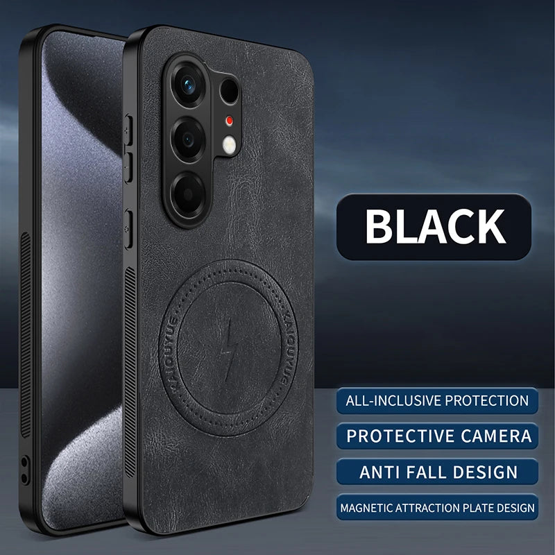 For Tecno Camon 50 4G Vintage Business Phone Case Cover Sheepskin Leather Magnetic Case Wireless Case for Tecno Camon 50 Pro 4G