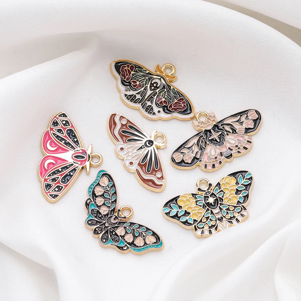 10Pcs/lot 10 Styles Alloy Metal Drop Oil Butterfly Charms Animal Pendant For DIY Bracelet Necklace Jewelry Making Accessories