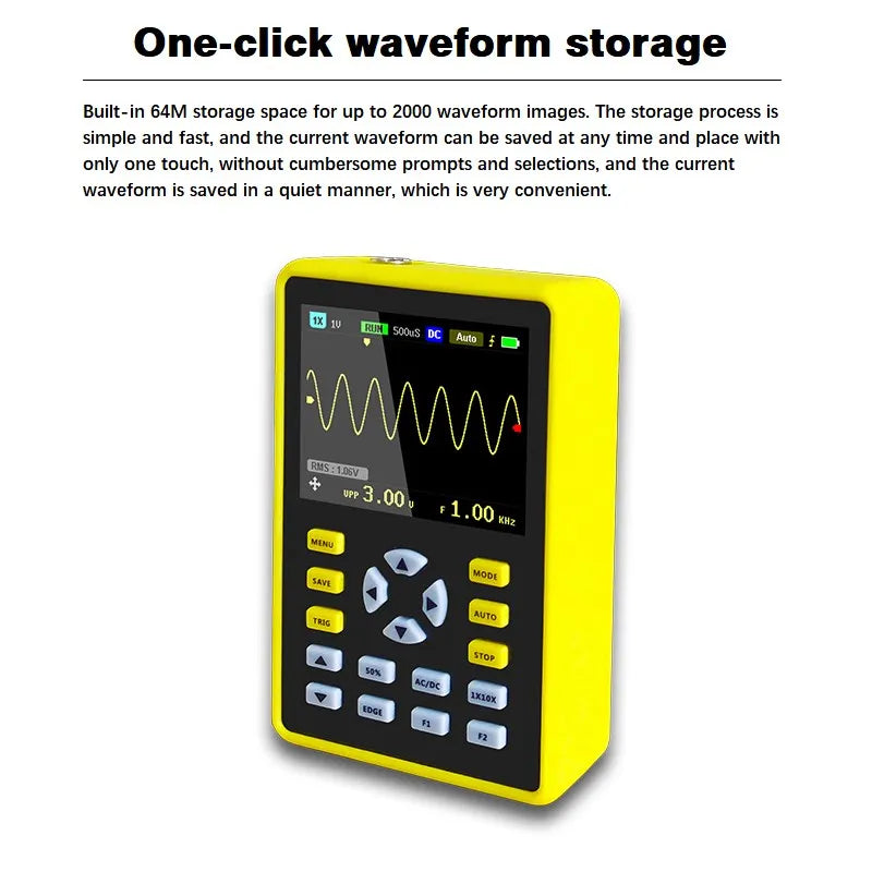 FNIRSI-5012H Handheld Digital Oscilloscope 500MS/s Sampling Rate 100MHz Analog Bandwidth 2.4 Inches Support Waveform Storage